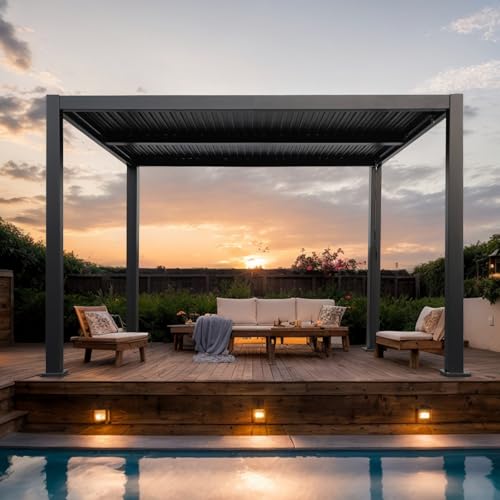 LVUYOYO Outdoor Louvered Pergola 10' x 13'