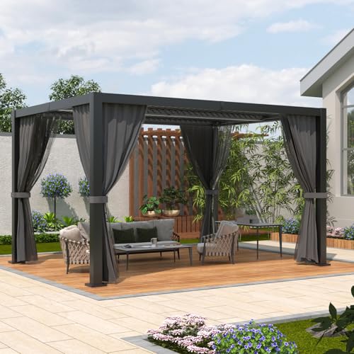 LVUYOYO Outdoor Louvered Pergola 10' x 13'