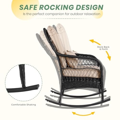 LVUYOYO - LVUYOYO Outdoor Wicker Rocking Chair of 2
